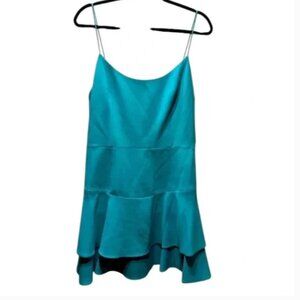 Alice + Olivia scoop neck layered marine blue mini dress size 12 New
